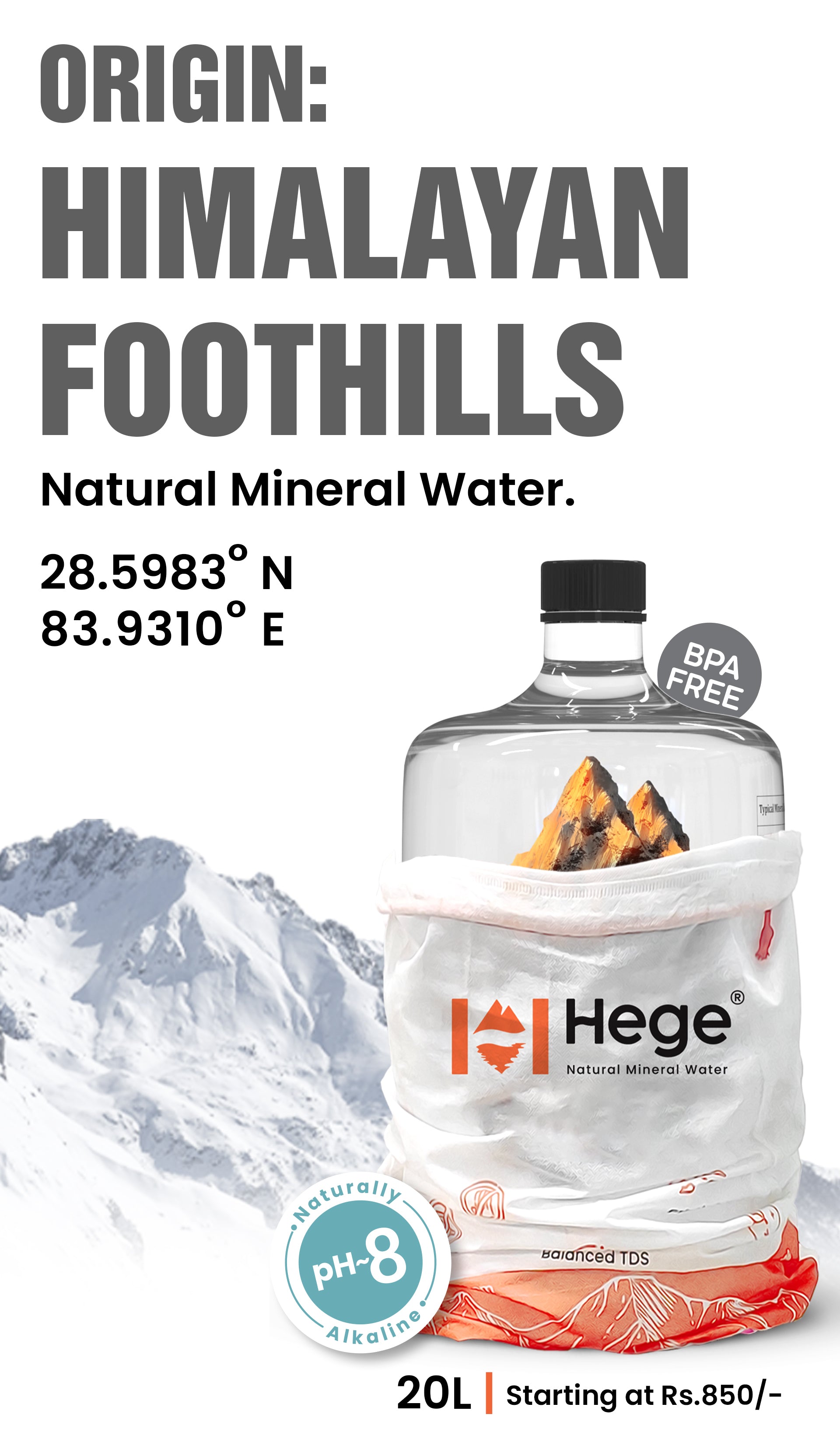 Hege natural mineral water from the Himalayan foothills